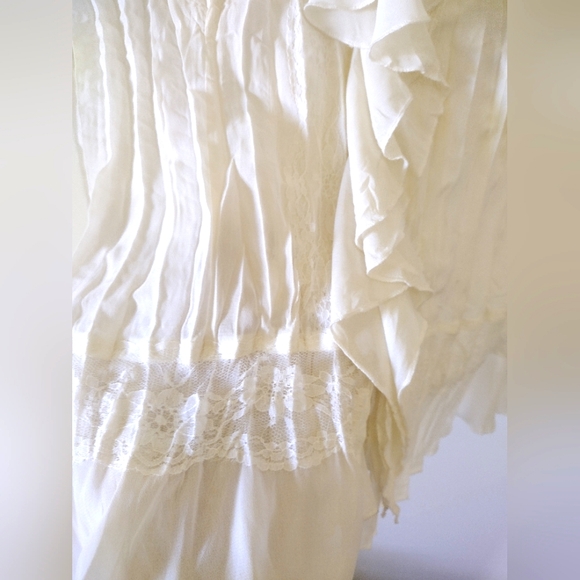 LIKE NEW Notations Sheer Ruffle Button Down Blouse - Picture 2 of 4